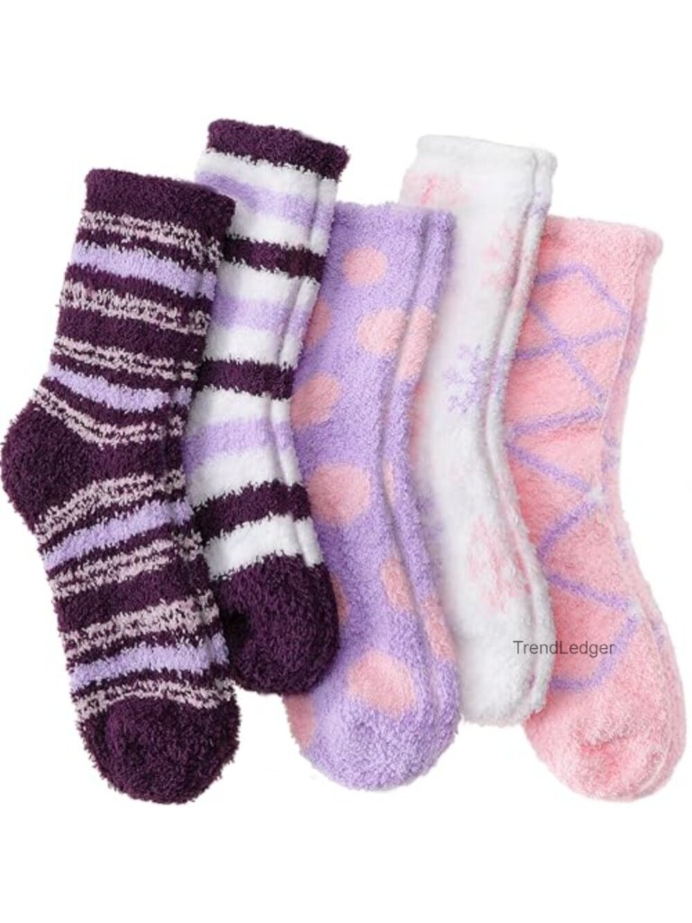 Women's Fuzzy Slipper Socks Striped Cozy Fleece-Lined Winter Socks